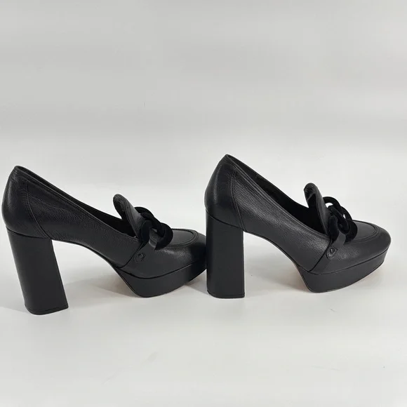 Vince Camuto Gathie size 8 Black Leather heeled loafers - Picture 6 of 12